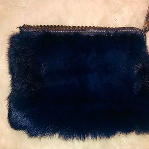 Patricia Nash Cassini Wristlet Blue Faux Fur